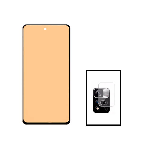 KIT Vidro Temperado Ceramica Full Cover + Película Protectora para Câmara Traseira para Xiaomi Poco X4 NFC - Transparente/Preto