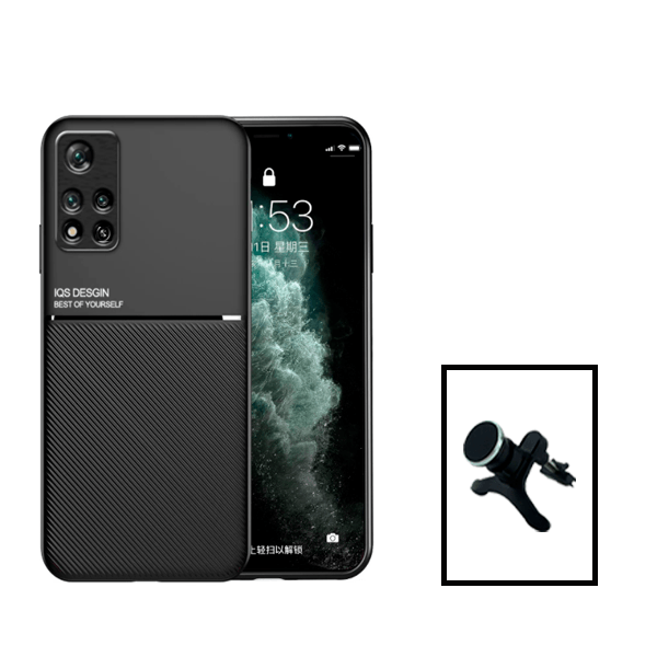 Kit Capa Traseira Magnética Anti Choque + Suporte Magnético Com Pernas para Xiaomi Redmi Note 11 Pro+ Plus - Preto