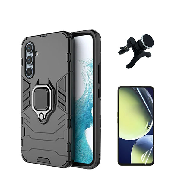 Kit Película Protectora de Hydrogel Frente + Capa de Proteção Militar Magnética + Suporte Magnético Com Pernas Phonecare para Samsung Galaxy S23 FE - Preto