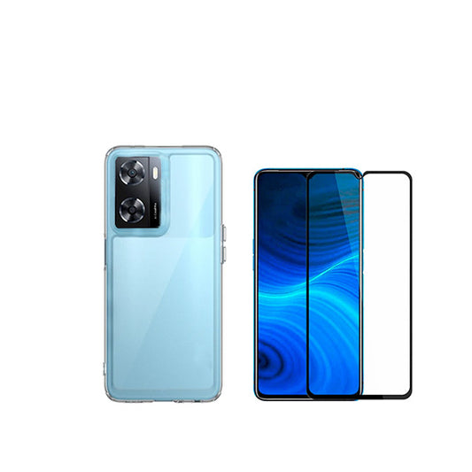 Kit Capa Traseira Super Proteção Transparente + Película de Vidro Temperado GorilasGlass Phonecare para Oppo A57s - Transparente