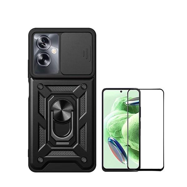 Kit Película de Vidro Temperado GorilasGlass + Capa de Proteção Militar Magnética Janela Deslizante GIFT4ME para Oppo A79 5G - Preto