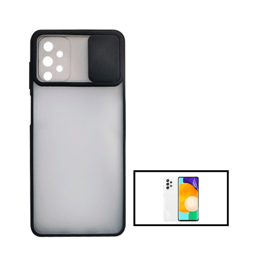 Kit Capa Proteção Camara Deslizante + Película Hydrogel Full Cover para Samsung Galaxy A52 - Preto