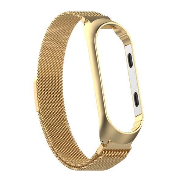 Bracelete Milanese Com Fecho Magnético para Xiaomi Mi Band 3 - Ouro