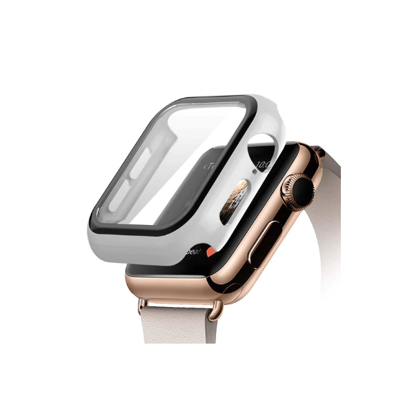 Capa de Proteção + Vidro para Apple Watch Series 8 Aluminum - 41 mm - Branco