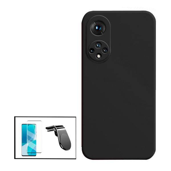 Kit Película de Vidro Temperado GorilasGlass + Capa Proteção Traseira Silicone + Suporte de Carro Magnético L para para Huawei Nova 9