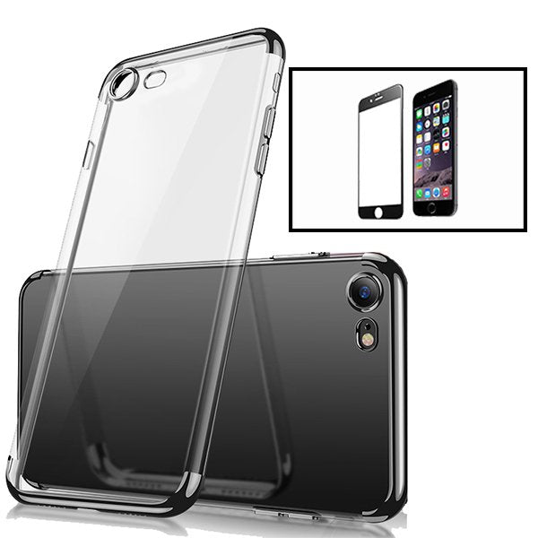 Kit Película de Vidro Temperado GorilasGlass + Capa Proteção Traseira Super Slim para Apple iPhone SE 2022 - Preto