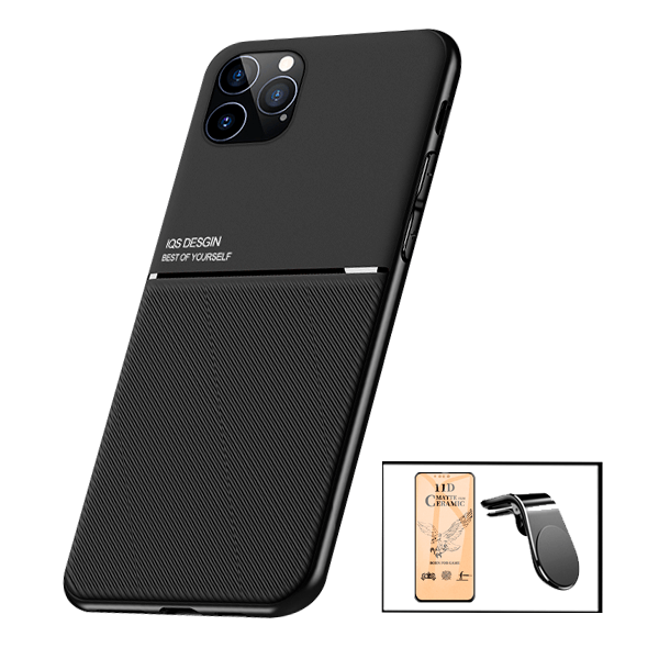 Kit Capa Traseira Magnética Anti Choque + Vidro Temperado Ceramica Full Cover + Suporte Magnético L para iPhone 13