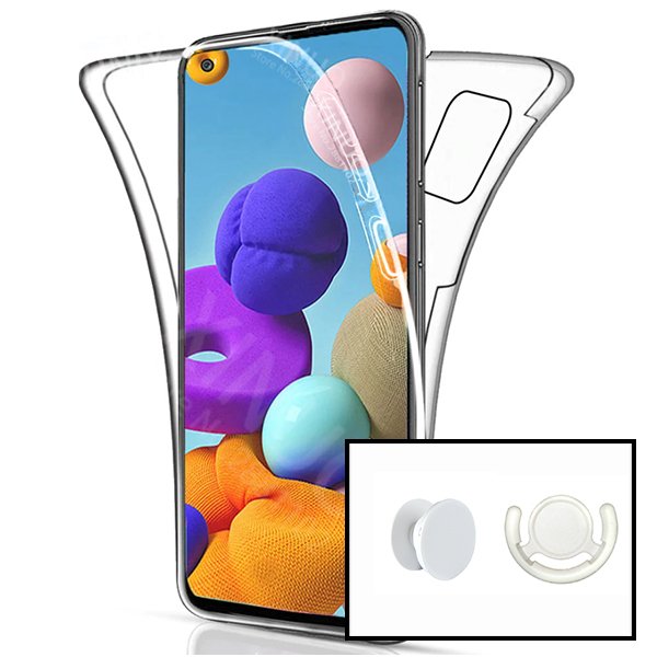 Kit Capa 360° Proteção Frente e Verso + 1 HandHolder + 1 Suporte HandHolder Branco para Samsung Galaxy M12