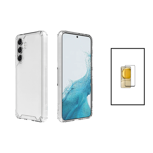 Kit Capa Traseira Super Proteção Transparente para + Película de Vidro Temperado GorilasGlass para Samsung Galaxy A54 5G - Transparente