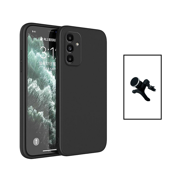 Kit Suporte Magnético Com Pernas + Capa Proteção Traseira Silicone para Samsung Galaxy A24 4G - Preto