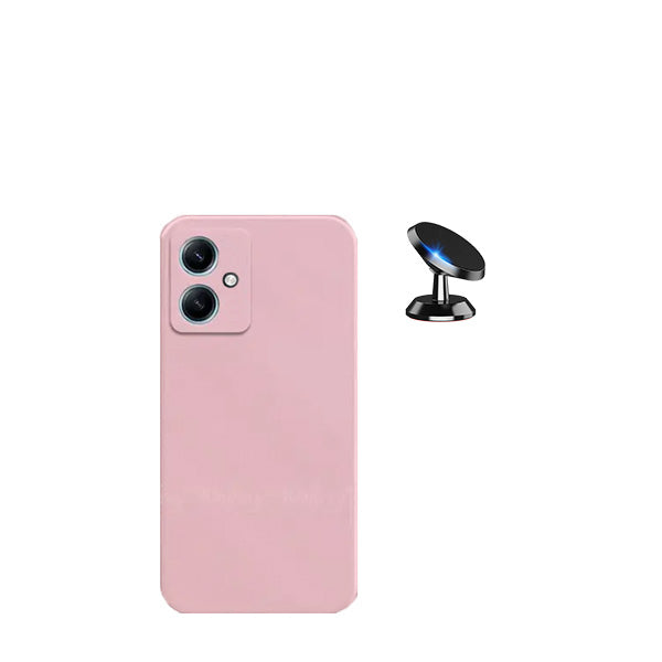 Kit Suporte Magnético + Capa Proteção Traseira Silicone GIFT4ME para Xiaomi Redmi 13C 5G - Rosa