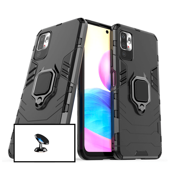 Kit Suporte Magnético + Capa de Proteção Militar Magnética para Xiaomi Redmi 10 Prime