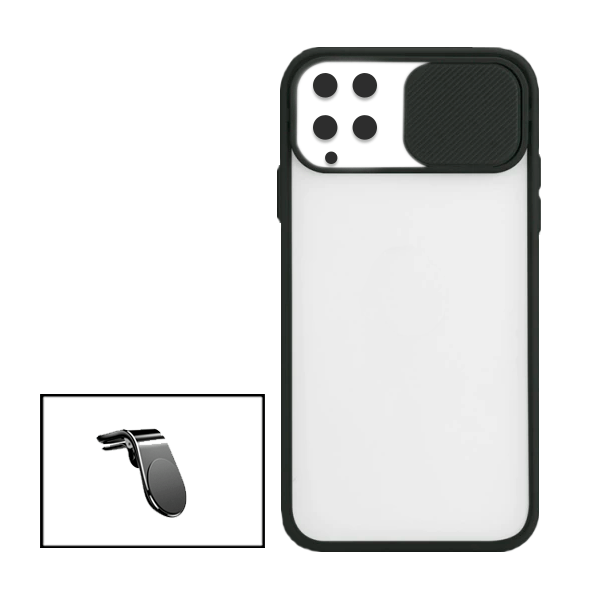 Kit Capa Proteção Camara Deslizante + Suporte Magnético L para Samsung Galaxy A22 4G - Preto