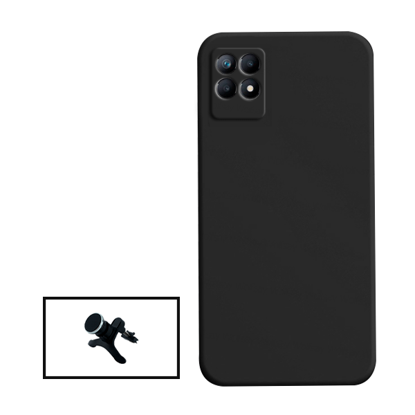 Kit Suporte Magnético Com Pernas + Capa Proteção Traseira Silicone para Realme Narzo 50i - Preto