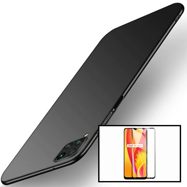 Kit Película de Vidro Temperado GorilasGlass + Capa Rígida e Fina para Samsung Galaxy M12 - Preto