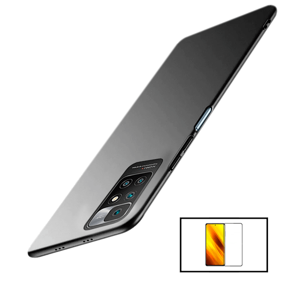 Kit Película de Vidro Temperado GorilasGlass Curvado + Capa Rígida e Fina para Xiaomi Redmi 10 Prime Preto