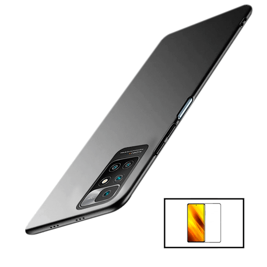 Kit Película de Vidro Temperado GorilasGlass + Capa Rígida e Fina para Xiaomi Redmi 10 2022 - Preto