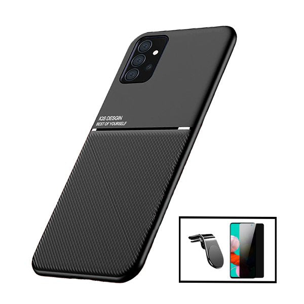 Kit Capa Traseira Magnética Anti Choque + Película de Vidro Temperado Privacidade + Suporte Magnético L para Samsung Galaxy A52