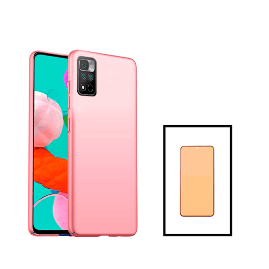 Kit Vidro Temperado Ceramica Full Cover + Capa Rígida e Fina para Xiaomi Poco X4 NFC - Rosa