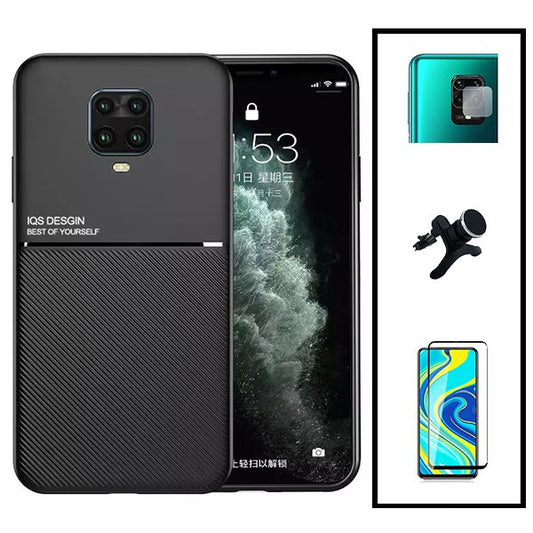 Kit Capa Traseira Magnética Anti Choque + Película de Vidro Temperado GorilasGlass + Película Protectora para Câmara Traseira + Suporte Magnético Com Pernas para Xiaomi Redmi Note 10 Lite