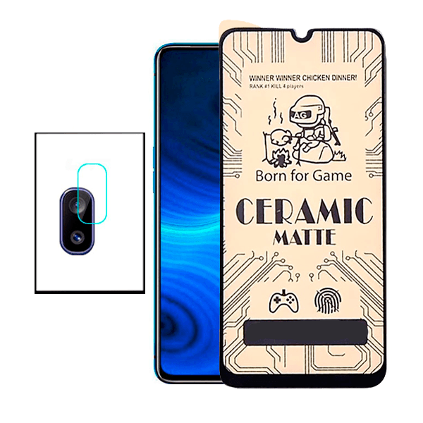 KIT Vidro Temperado Ceramica Full Cover + Película Protectora para Câmara Traseira Samsung Galaxy M02