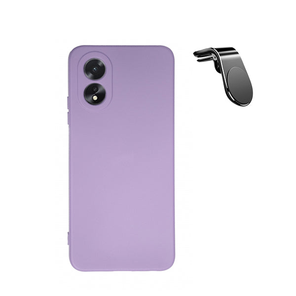 Kit Suporte de Carro Magnético L + Capa Proteção Traseira Silicone Phonecare para Oppo A38 4G - Roxo