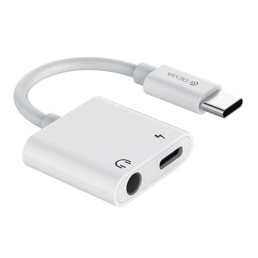 Adaptador Audio Smart USB-C - USB-C (port) + Jack 3,5mm (port) Devia     Branco
