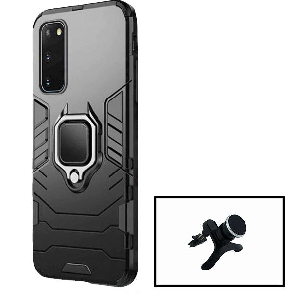 Kit Suporte Magnético Com Pernas + Capa de Proteção Militar Magnética para Samsung Galaxy S20 FE 2022 - Preto