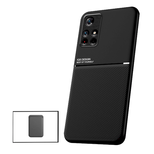 Kit Capa Traseira Magnética Anti Choque + Carteira Magnética Preto para Xiaomi Poco M4 Pro 5G