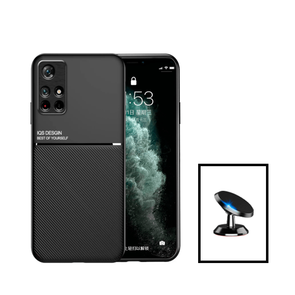 Kit Capa Traseira Magnética Anti Choque + Suporte Magnético para Xiaomi Redmi Note 11 - Preto