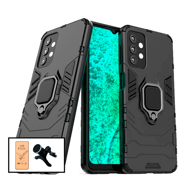 Kit Capa Traseira Magnética Anti Choque + Vidro Temperado Ceramica Full Cover + Suporte Magnético Com Pernas para Samsung Galaxy A52s 5G