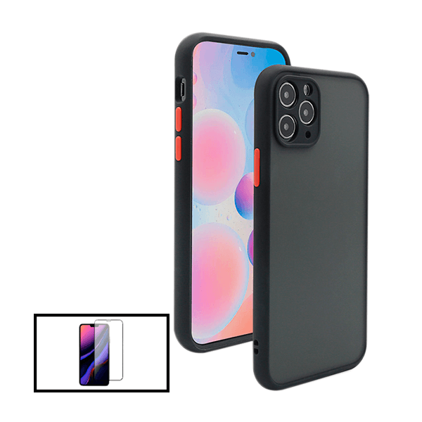 Kit Capa Traseira Proteção Camara + Película de Vidro Temperado GorilasGlass para iPhone 13 - Preto