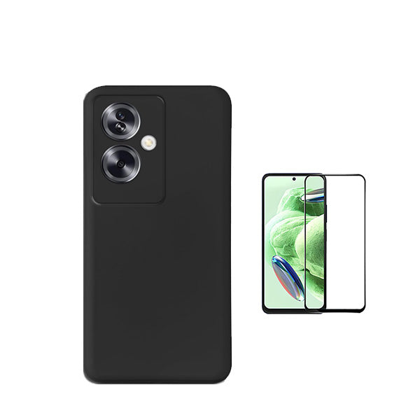 Kit Película de Vidro Temperado GorilasGlass + Capa Proteção Traseira Silicone GIFT4ME para Oppo A79 5G - Preto