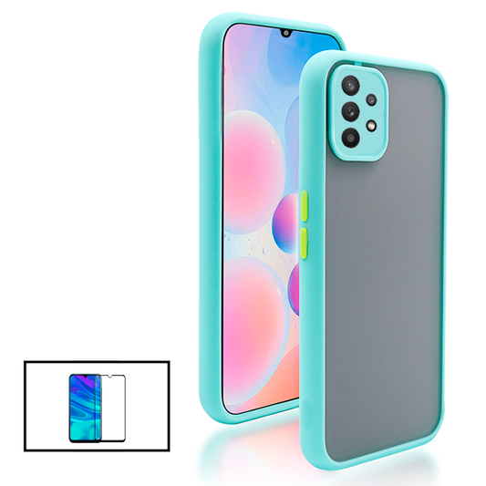 Kit Capa Traseira Proteção Camara + Película de Vidro Temperado GorilasGlass para Samsung Galaxy A32 5G - Azul Claro