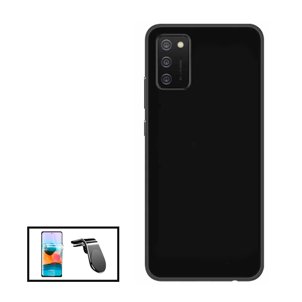 Kit Película Protectora de Hydrogel Frente + Capa Proteção Traseira Silicone + Suporte de Carro Magnético L para Nokia G21 - Preto