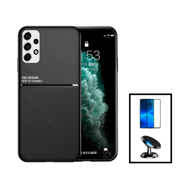 Kit Capa Traseira Magnética Anti Choque + Película de Vidro Temperado GorilasGlass + Suporte Magnético para Samsung Galaxy A13 - Preto