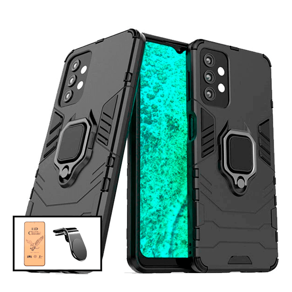 Kit Capa Traseira Magnética Anti Choque + Vidro Temperado Ceramica Full Cover + Suporte Magnético L para Samsung Galaxy A52s 5G