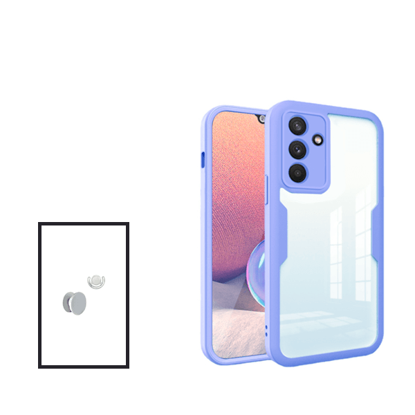 Kit Capa 360° Proteção Frente e Verso + 1 HandHolder + 1 Suporte HandHolder Branco para Samsung Galaxy A13 5G - Roxo