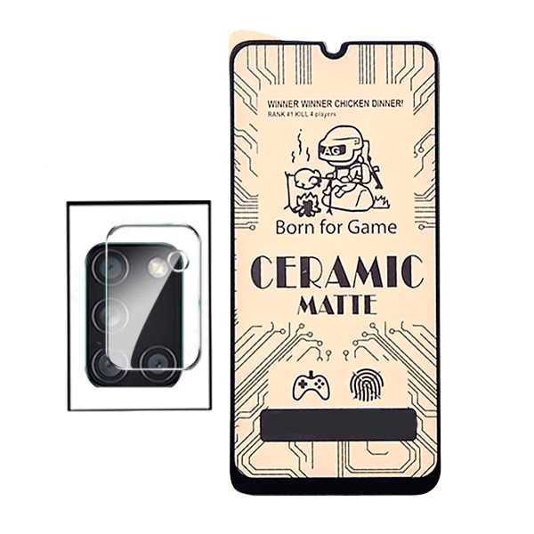 KIT Vidro Temperado Ceramica Full Cover + Película Protectora para Câmara Traseira para Samsung Galaxy A31
