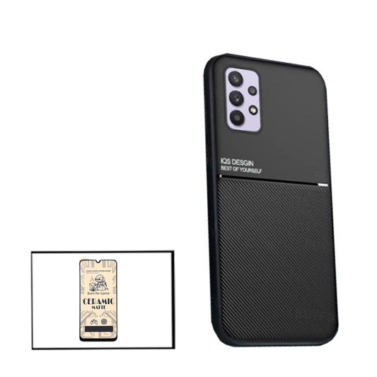 Kit Capa Traseira Magnética Anti Choque + Vidro Temperado Ceramica Full Cover Curvado para Samsung Galaxy A32 5G