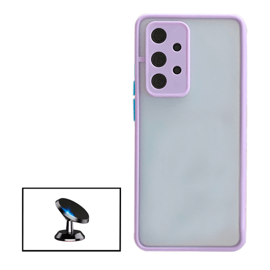 Kit Capa Traseira Proteção Camara + Suporte Magnético para Samsung Galaxy A32 5G - Roxo