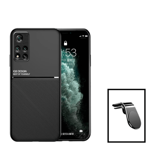 Kit Capa Traseira Magnética Anti Choque + Suporte de Carro Magnético L para Xiaomi Redmi Note 11 Pro+ Plus - Preto