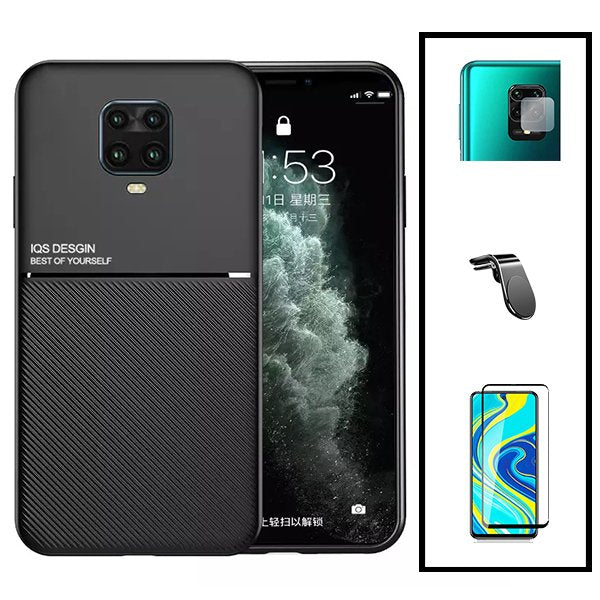 Kit Capa Traseira Magnética Anti Choque + Película de Vidro Temperado GorilasGlass + Película Protectora para Câmara Traseira + Suporte de Carro Magnético L para Xiaomi Redmi Note 10 Lite