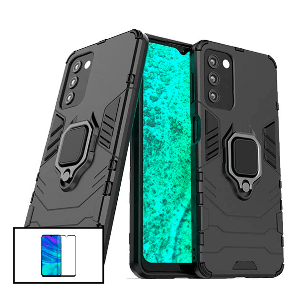 Kit Película de Vidro Temperado GorilasGlass + Capa de Proteção Militar Magnética para Samsung Galaxy A03s