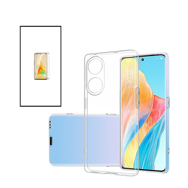 Kit Capa Traseira Super Proteção Transparente para + Película de Vidro Temperado GorilasGlass para Oppo A98 5G - Transparente