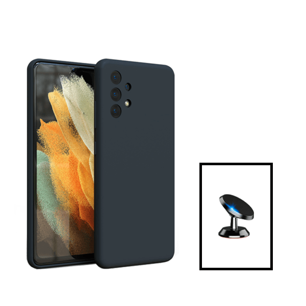 Kit Suporte Magnético + Capa Proteção Traseira Silicone para Samsung Galaxy A13 - Preto