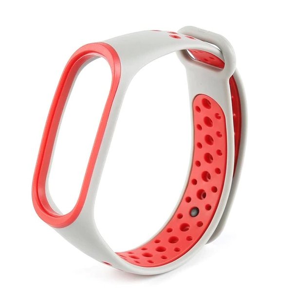 Bracelete Desportiva para Xiaomi Mi Band 3 - Branco / Vermelho