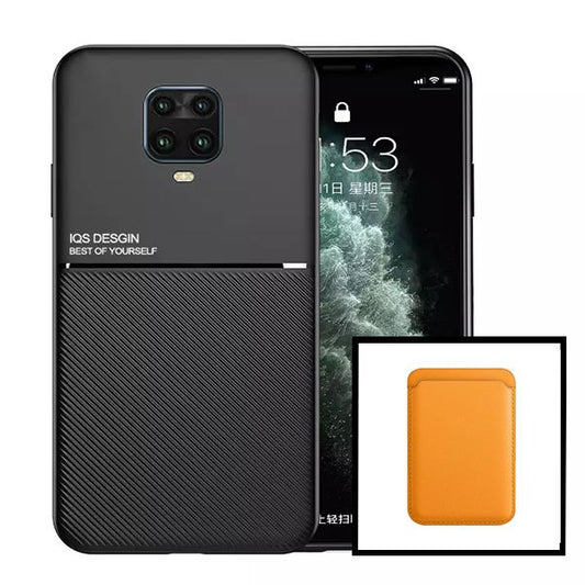 Kit Capa Traseira Magnética Anti Choque + Carteira Magnetica Laranja para Xiaomi Redmi Note 10 Lite