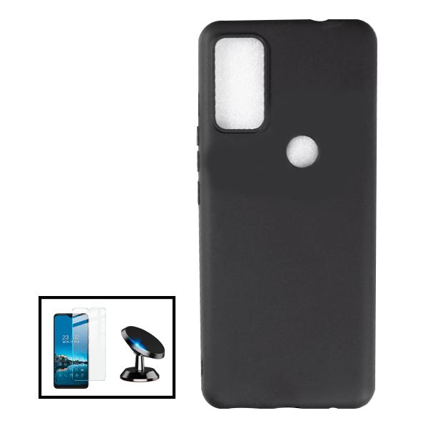 Kit Película de Vidro Temperado GorilasGlass + Capa Proteção Traseira Silicone + Suporte Magnético para TCL 20R 5G