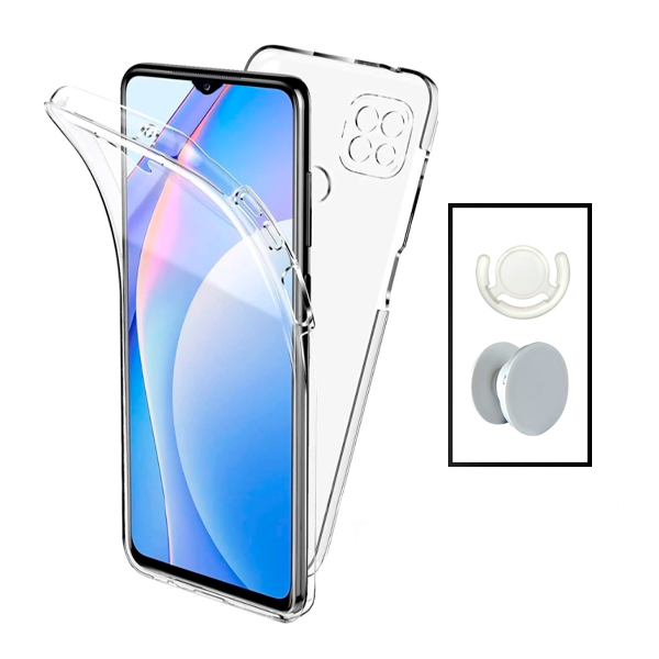 Kit Capa 360° Proteção Frente e Verso + 1 HandHolder + 1 Suporte HandHolder Branco para Realme C21Y